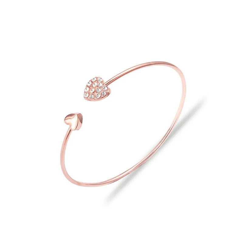 Woozu Adjustable Bracelet with Double Heart Crystal