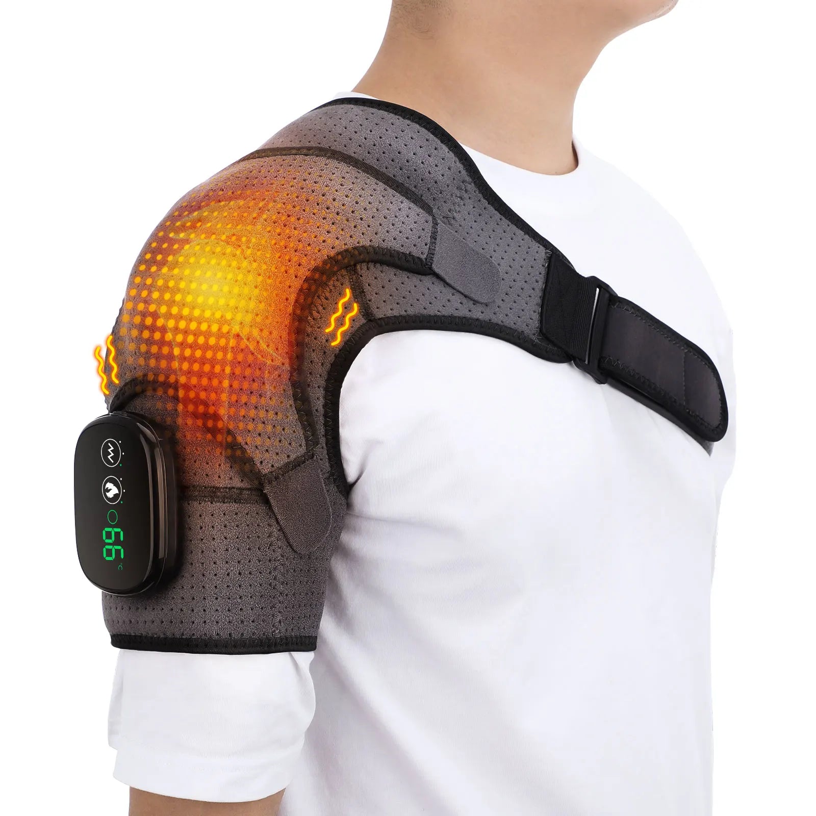 Electric heated shoulder massage support belt