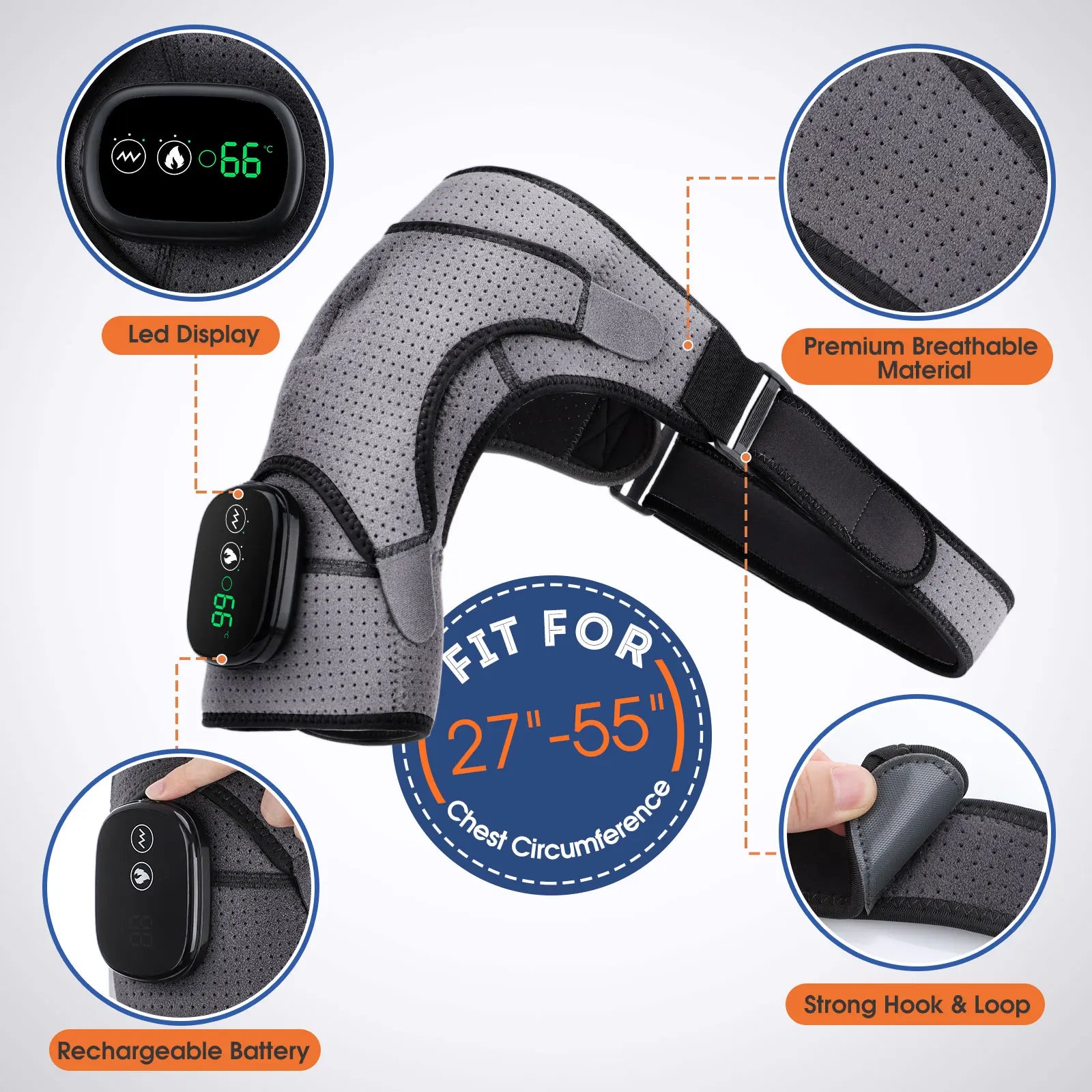 Electric heated shoulder massage support belt