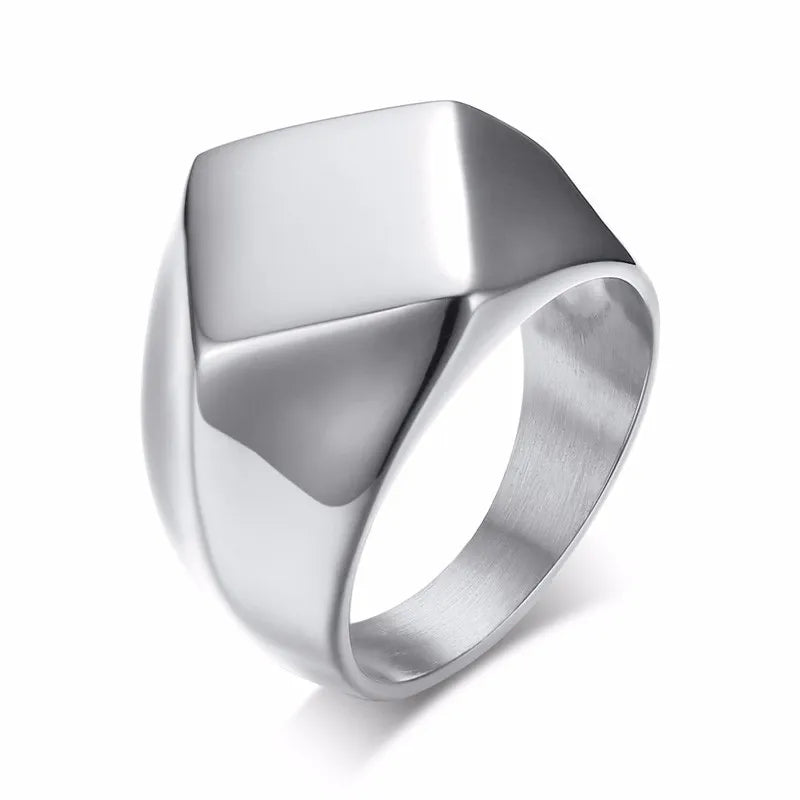 Stainless steel signet ring,
