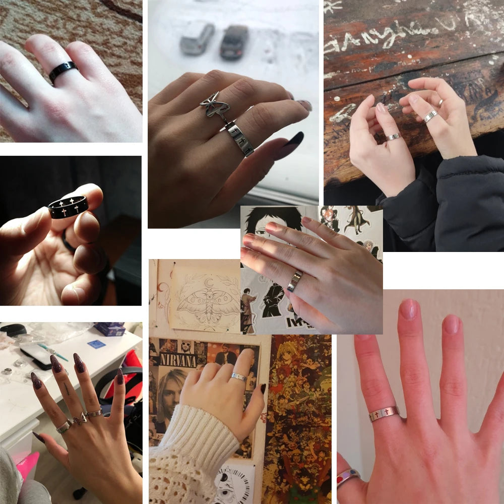 Stainless steel cross finger ring