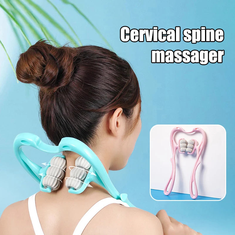 Six-wheel manual cervical massager