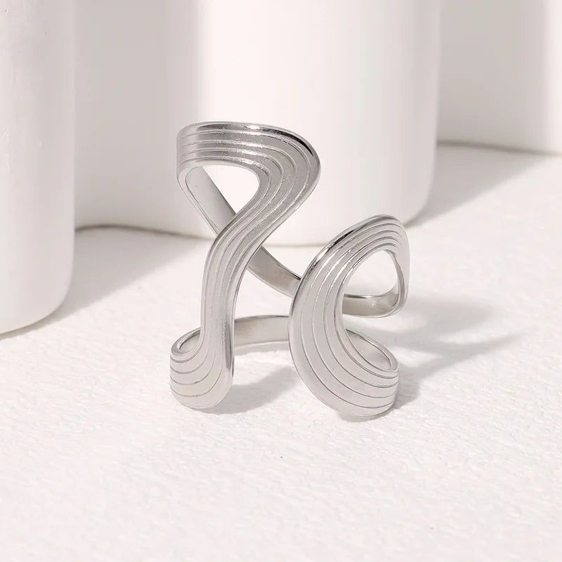 Stainless steel rings with irregular waves
