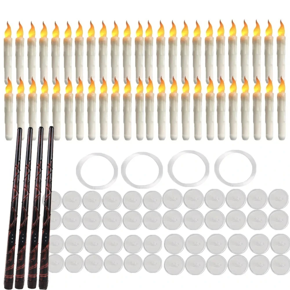 Set of floating candles suspended with magic wand