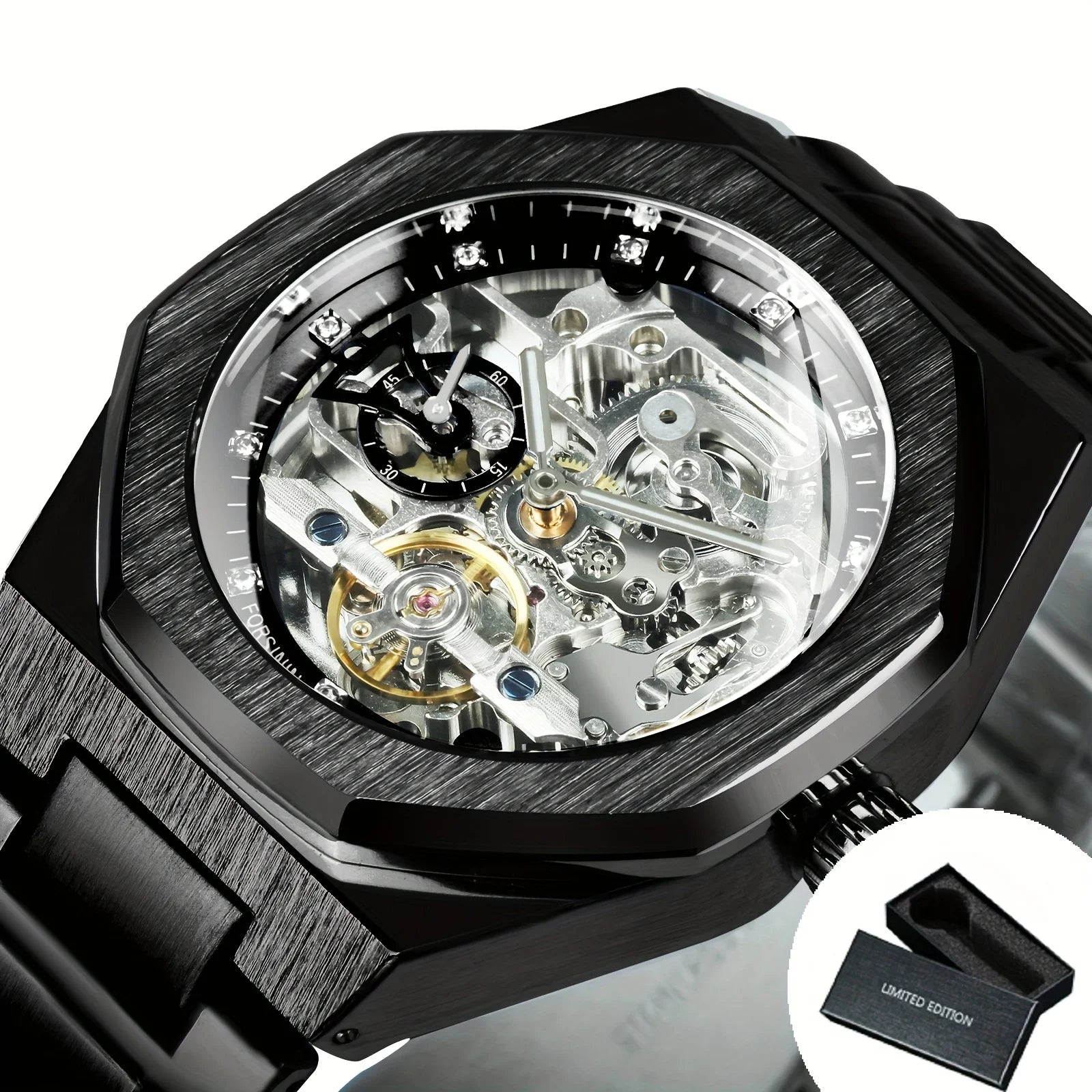 FORSINING Men's Luxury Mechanical Watch - Skeleton Tourbillon
