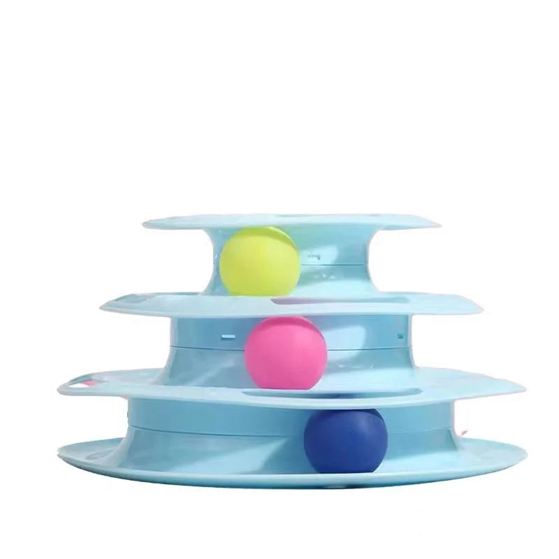 Three-tier interactive educational cat toy with rotating platform