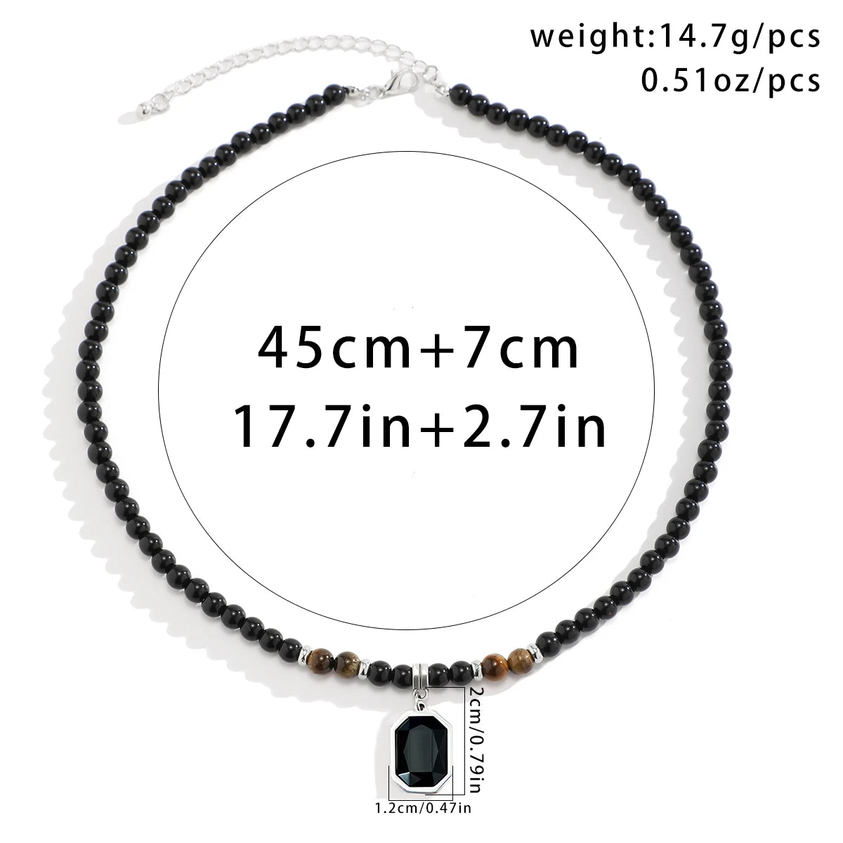 Black tiger stone beaded clavicle necklace