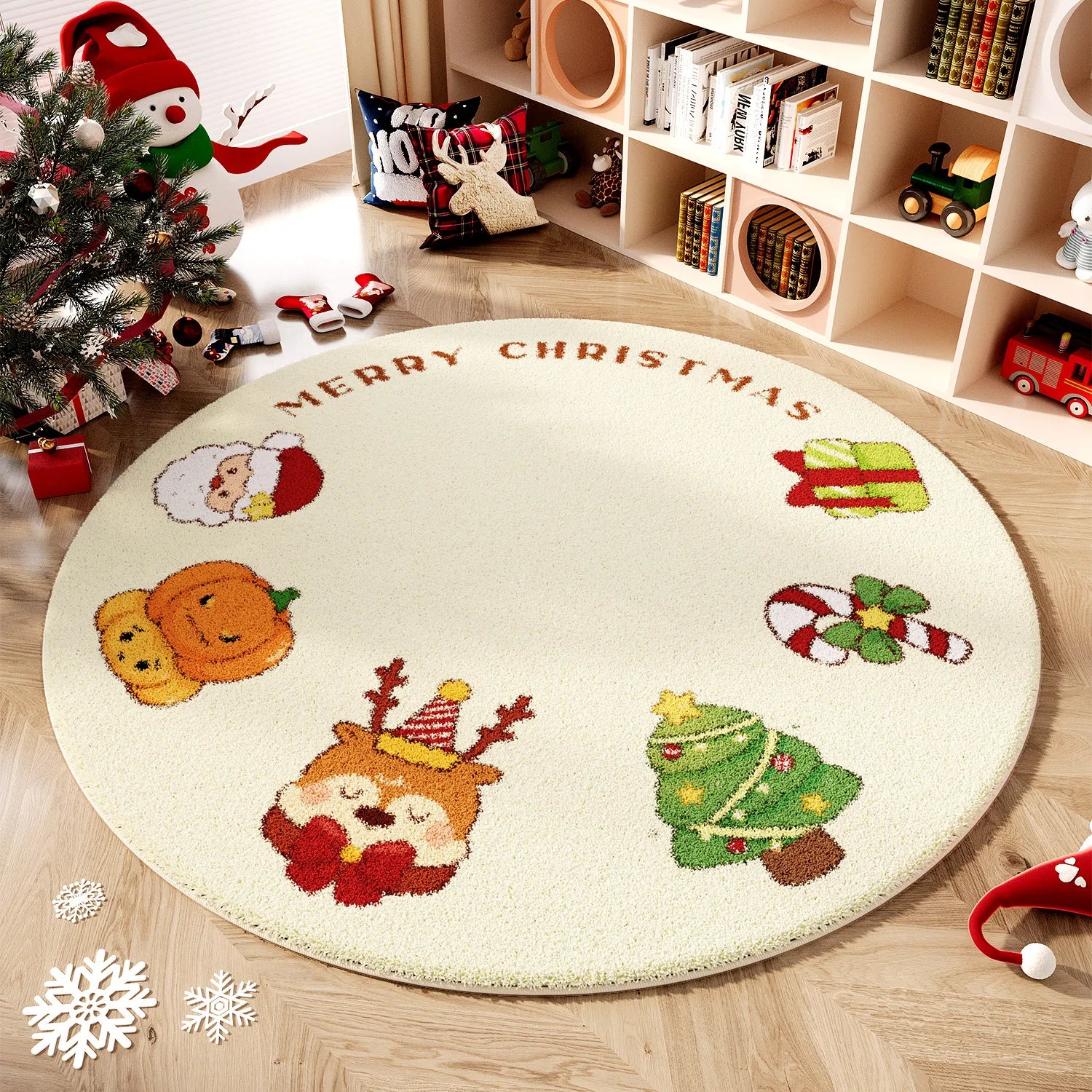 Christmas Wind Round Carpet Premium