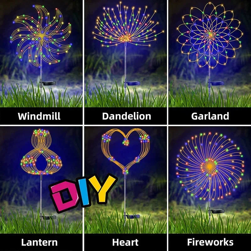 LED Solar Firework Fairy Light for Outdoor Garden Decoration