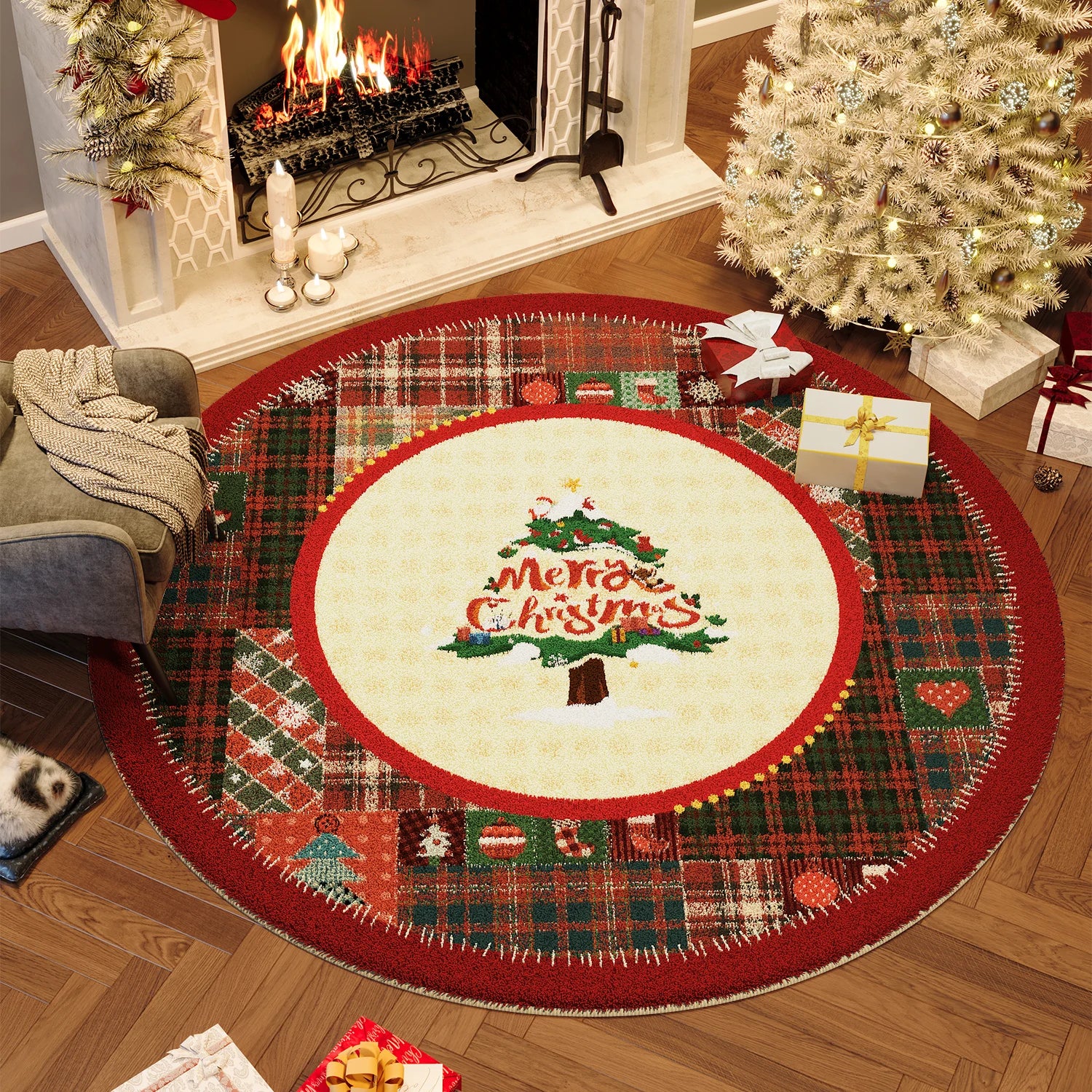 Christmas Wind Round Carpet Premium