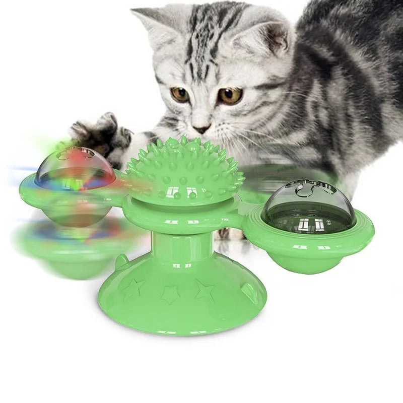 Interactive windmill cat toy