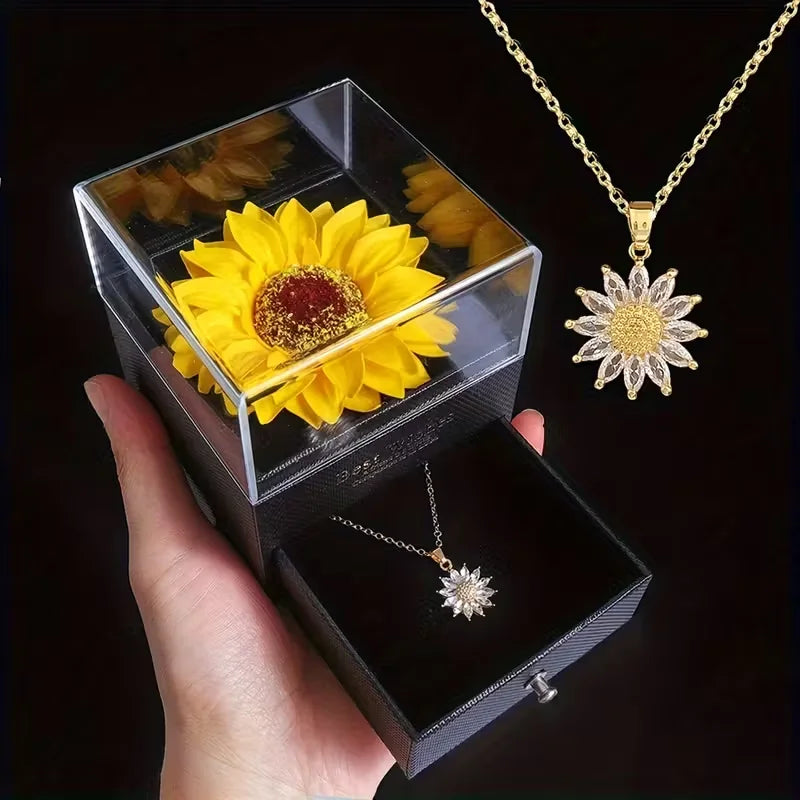 Necklace with sunflower pendant