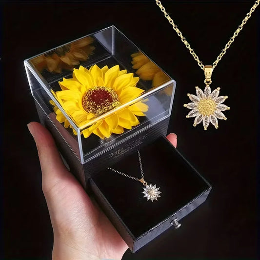 Necklace with sunflower pendant