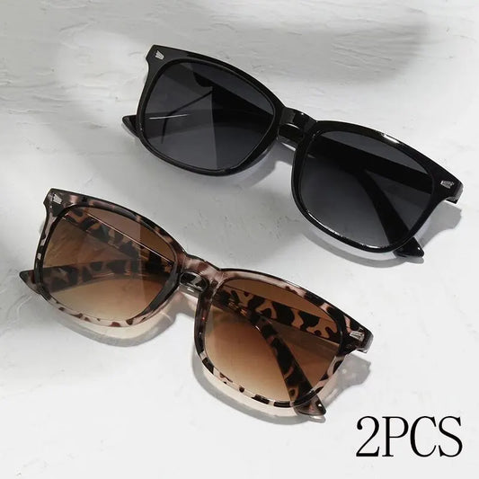 2pcs Vintage Black Square Sunglasses