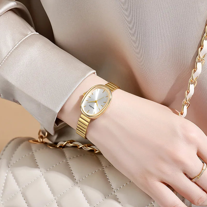 Luxury elegant oval women's quartz watch