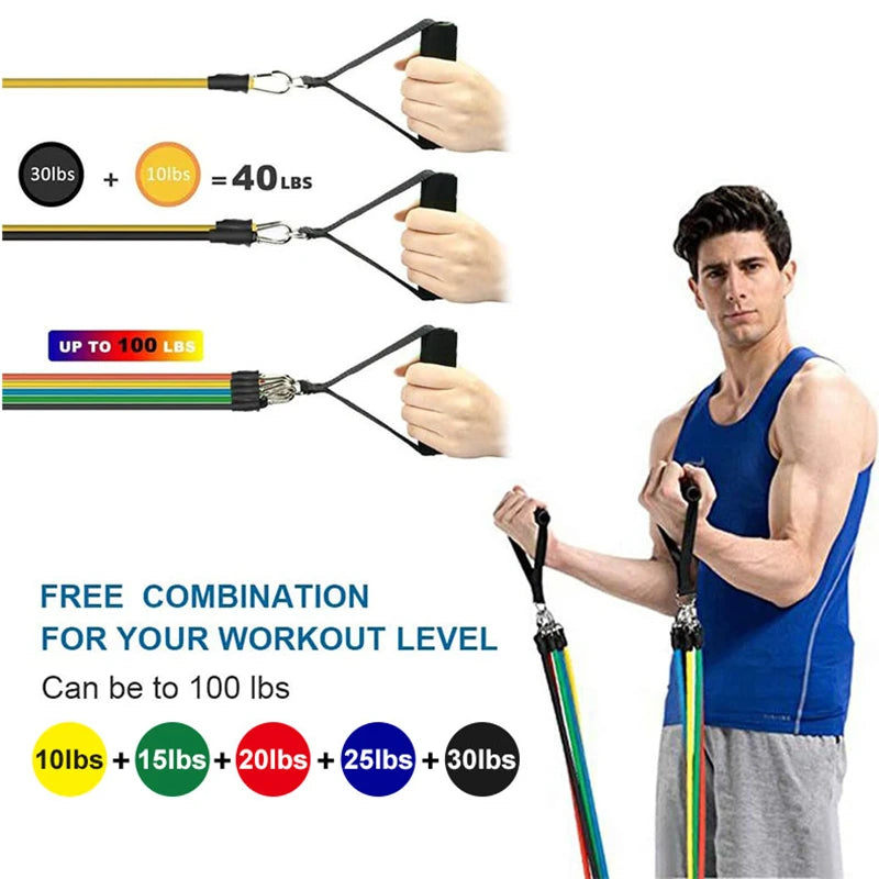 Set of 11 pull resistance bands