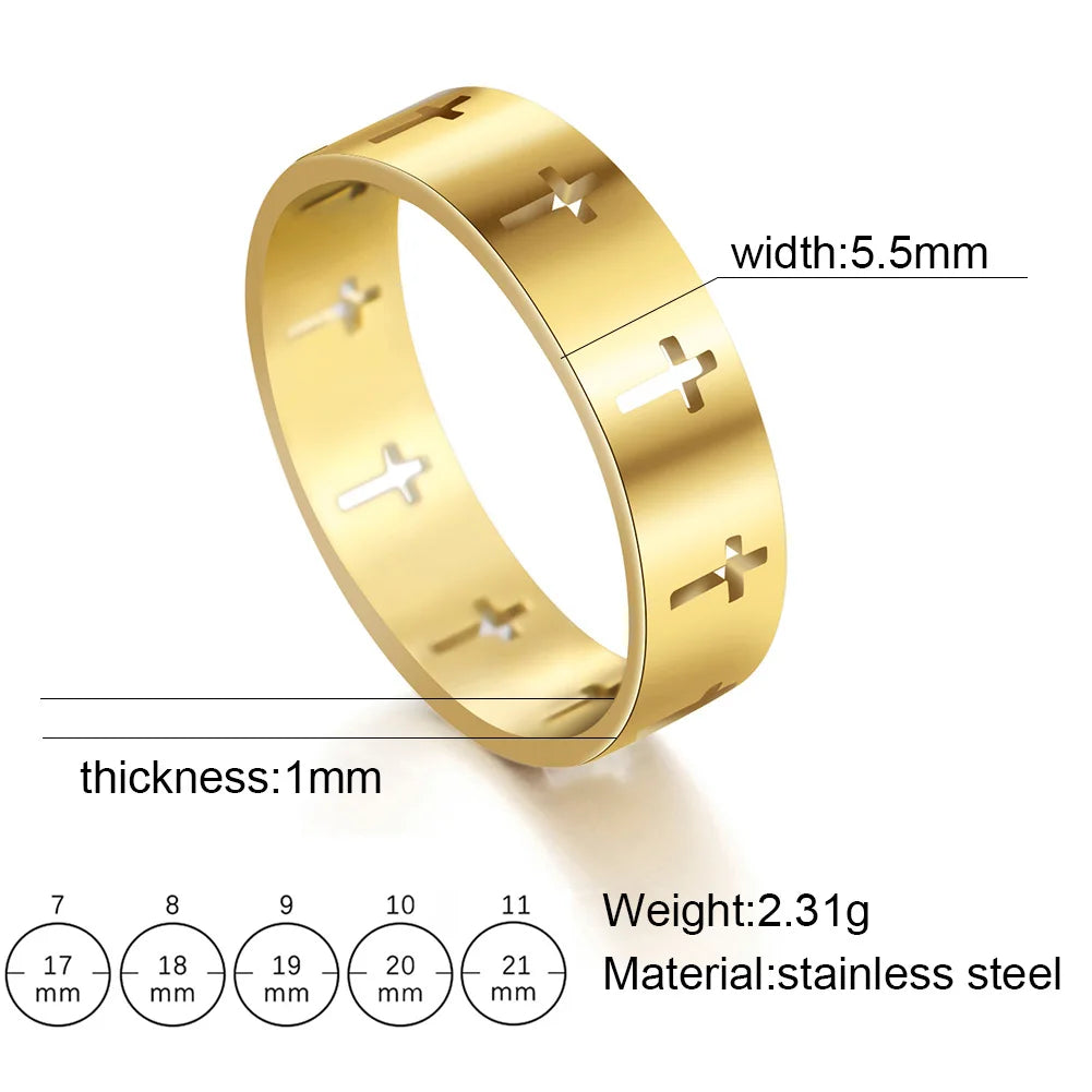 Stainless steel cross finger ring