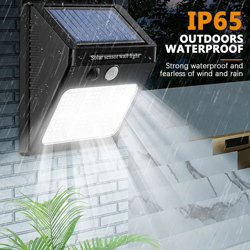 Modern outdoor LED solar wall light with motion sensors