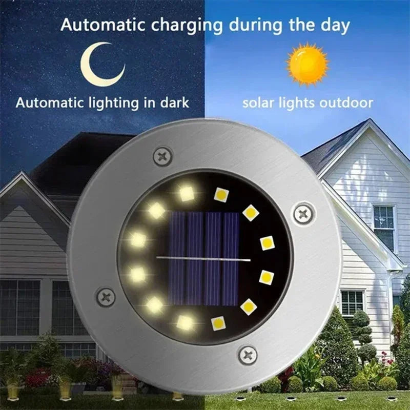 Underground Disc of Solar Lights for Outdoor Areas