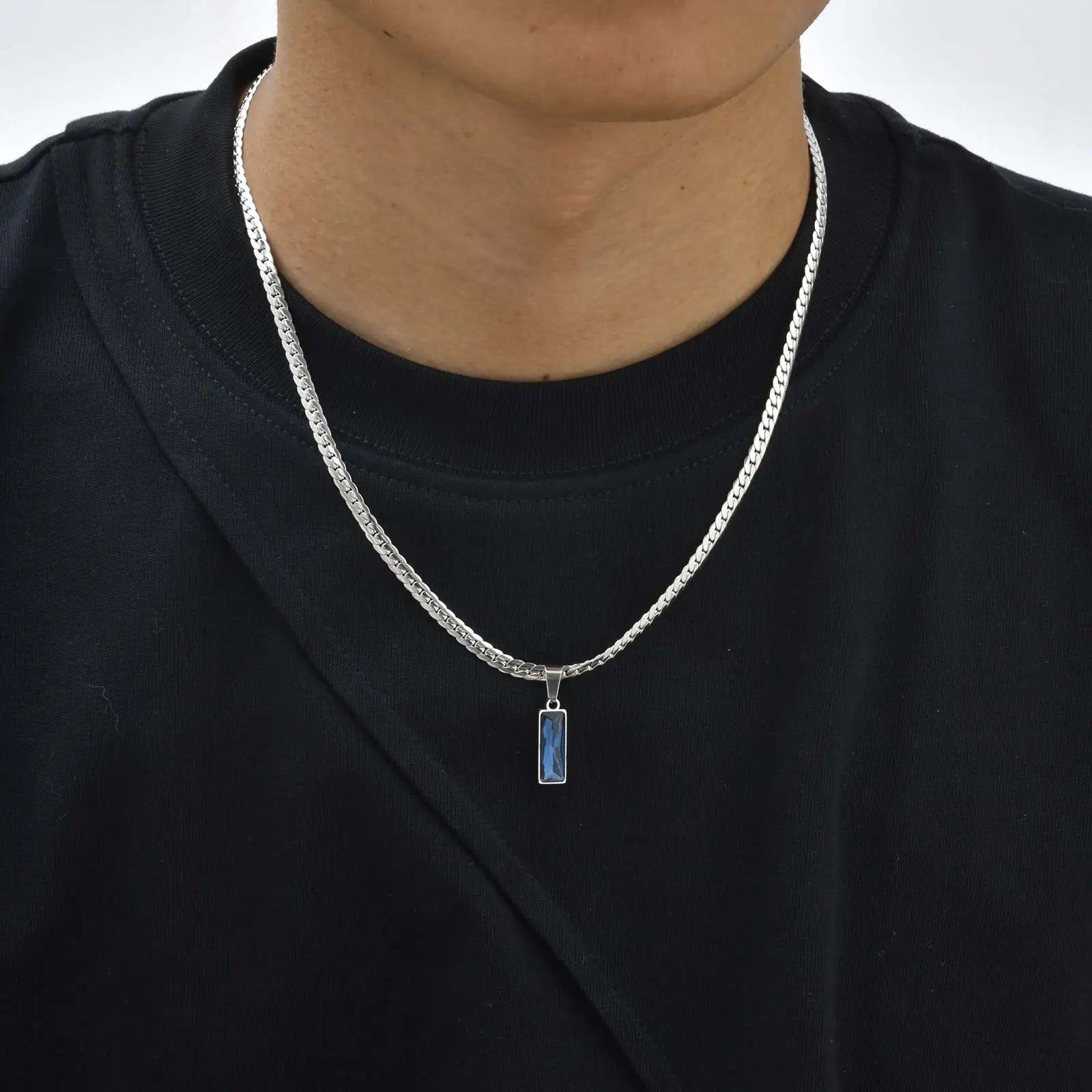 Men's necklaces with geometric stone pendants