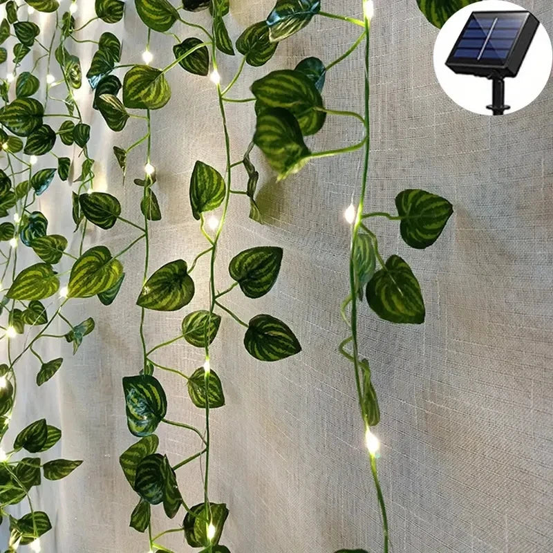 Decorative LED String Light with Green Leaves