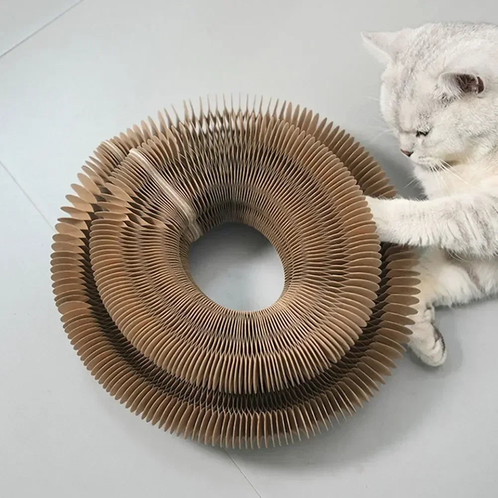 Interactive cat scratching post