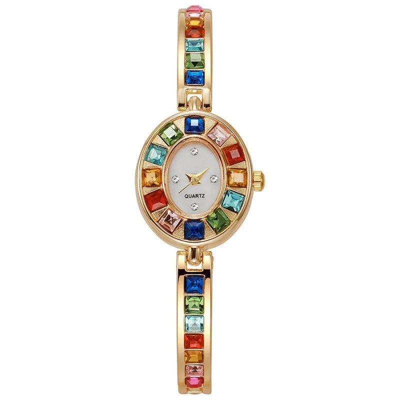 Women's wristwatch with rhinestones and square dial