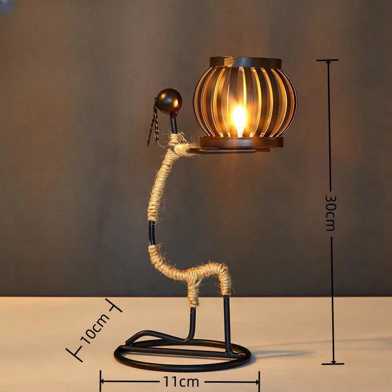 Nordic metal candlestick with abstract sculpture