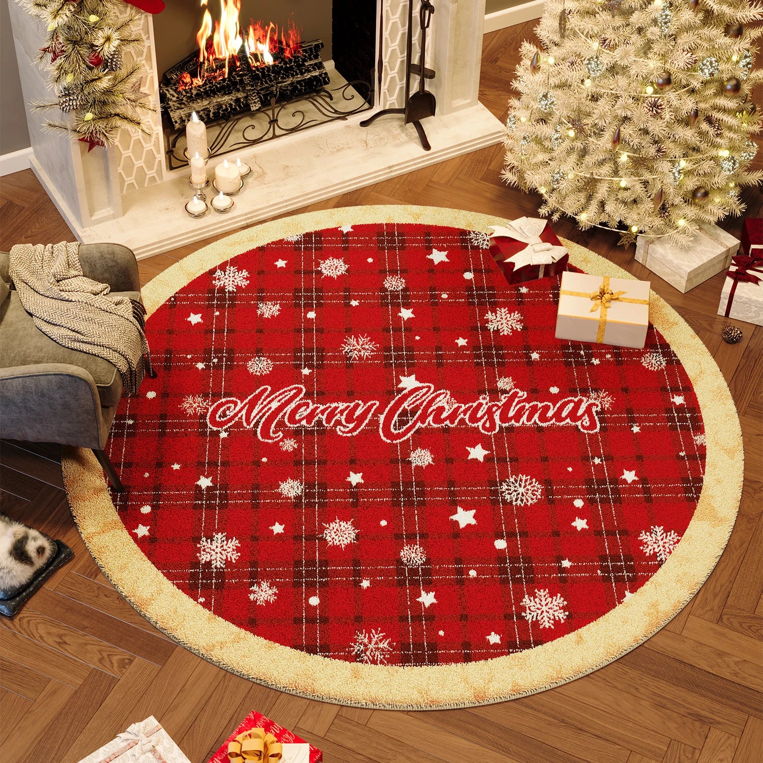 Christmas Wind Round Carpet Premium