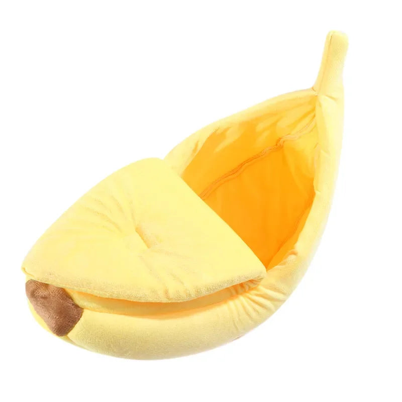 Banana-shaped cat bed