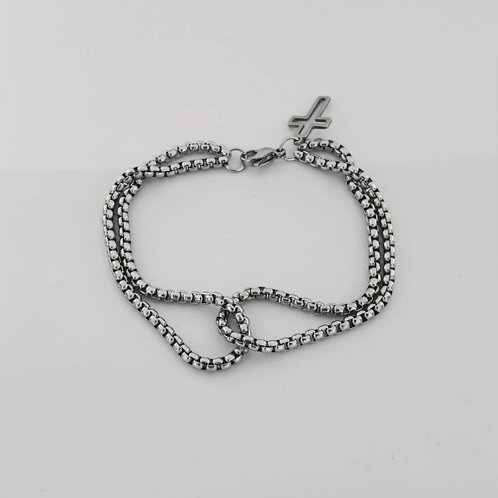 Men's bracelets with double chain and claw clasp