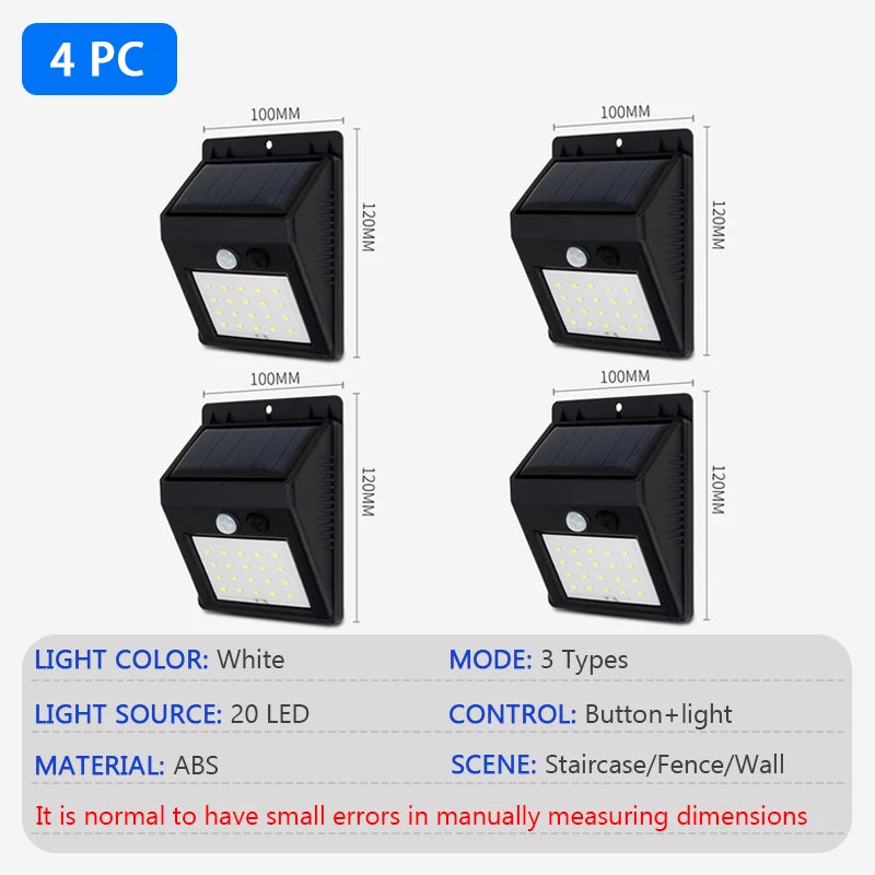 Modern outdoor LED solar wall light with motion sensors