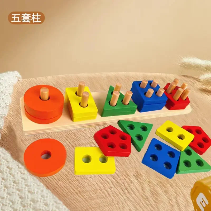 Montessori Wooden Stacking and Sorting Puzzle