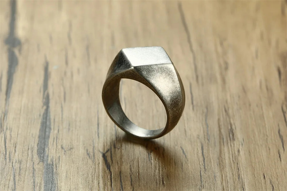 Stainless steel signet ring,