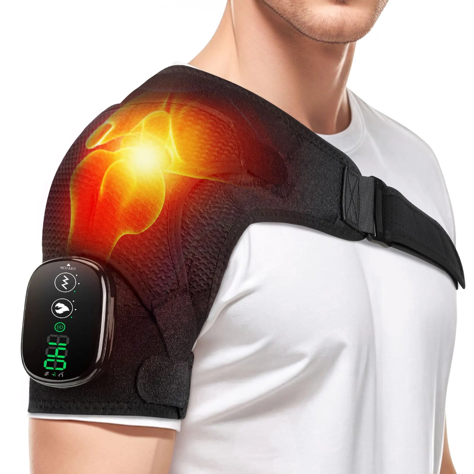 Electric heated shoulder massage support belt
