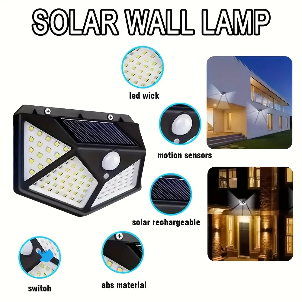 Solar motion security light for outdoor areas