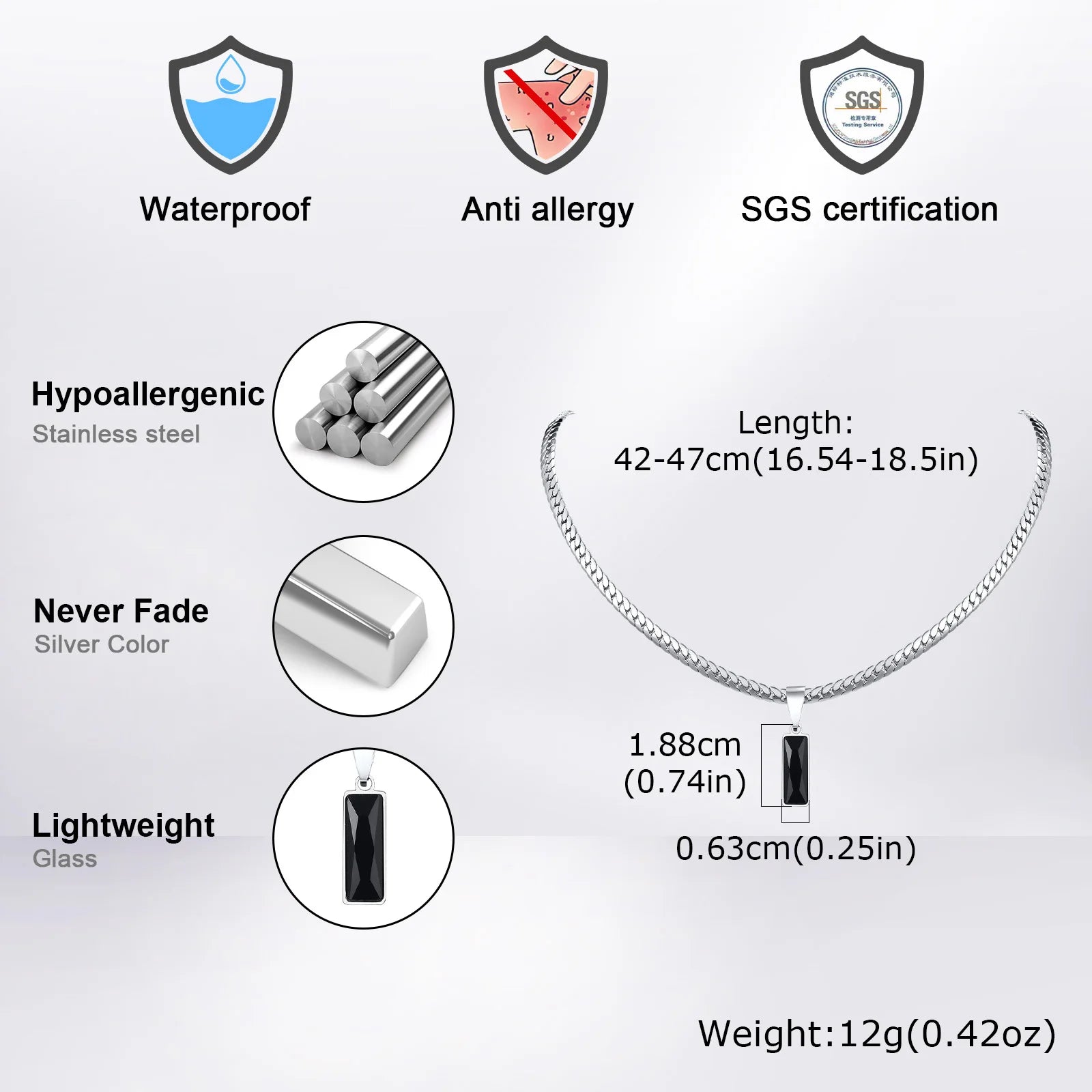 Men's necklaces with geometric stone pendants