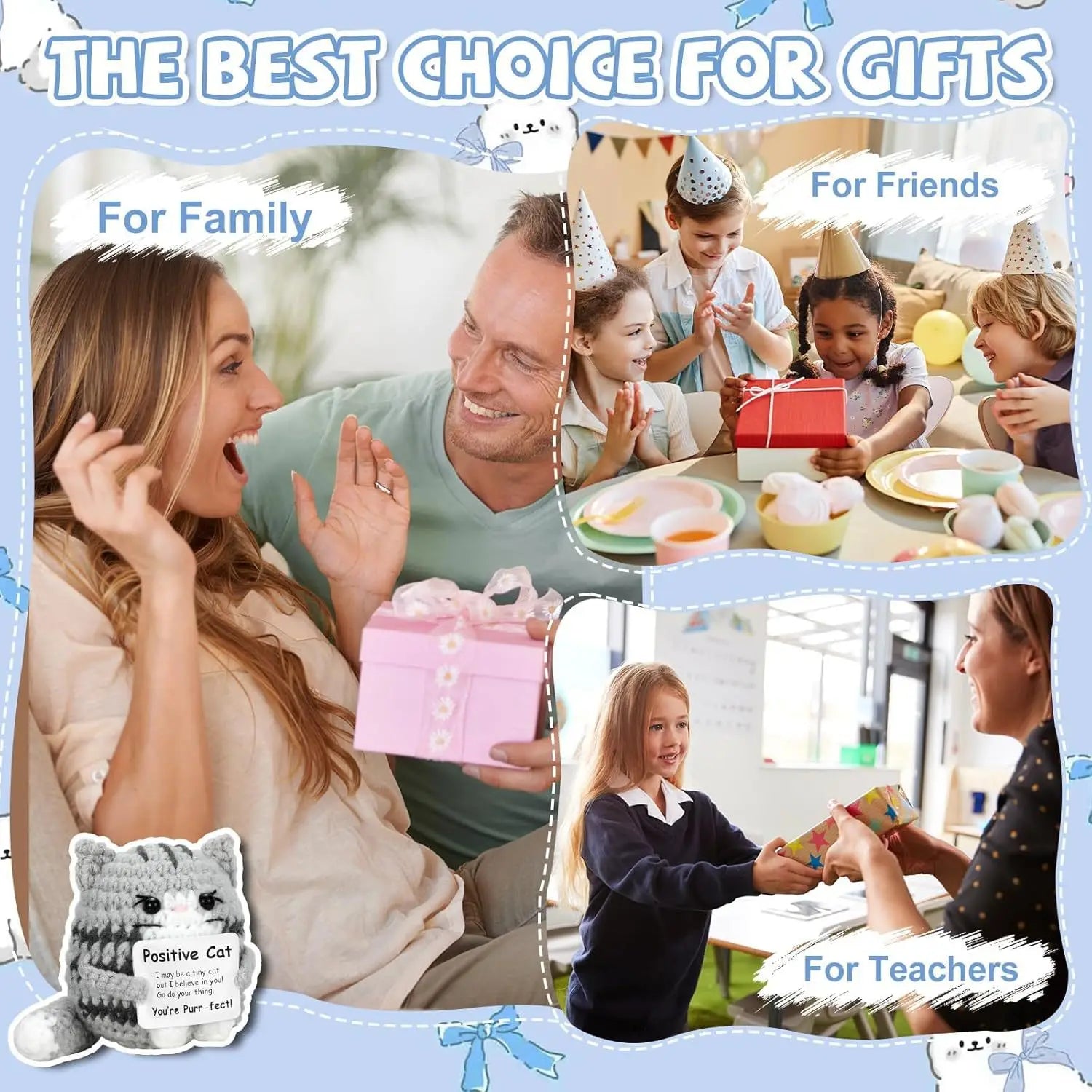 Crochet cat doll ornament