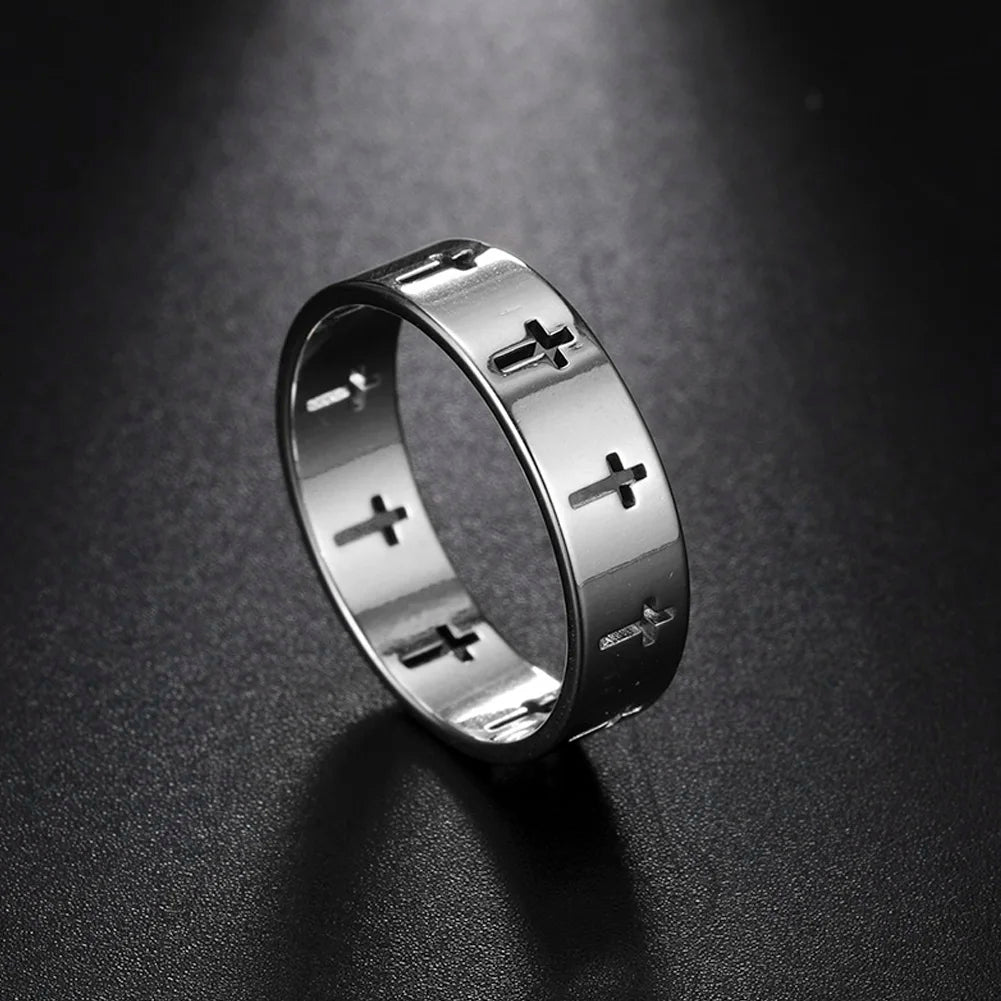 Stainless steel cross finger ring