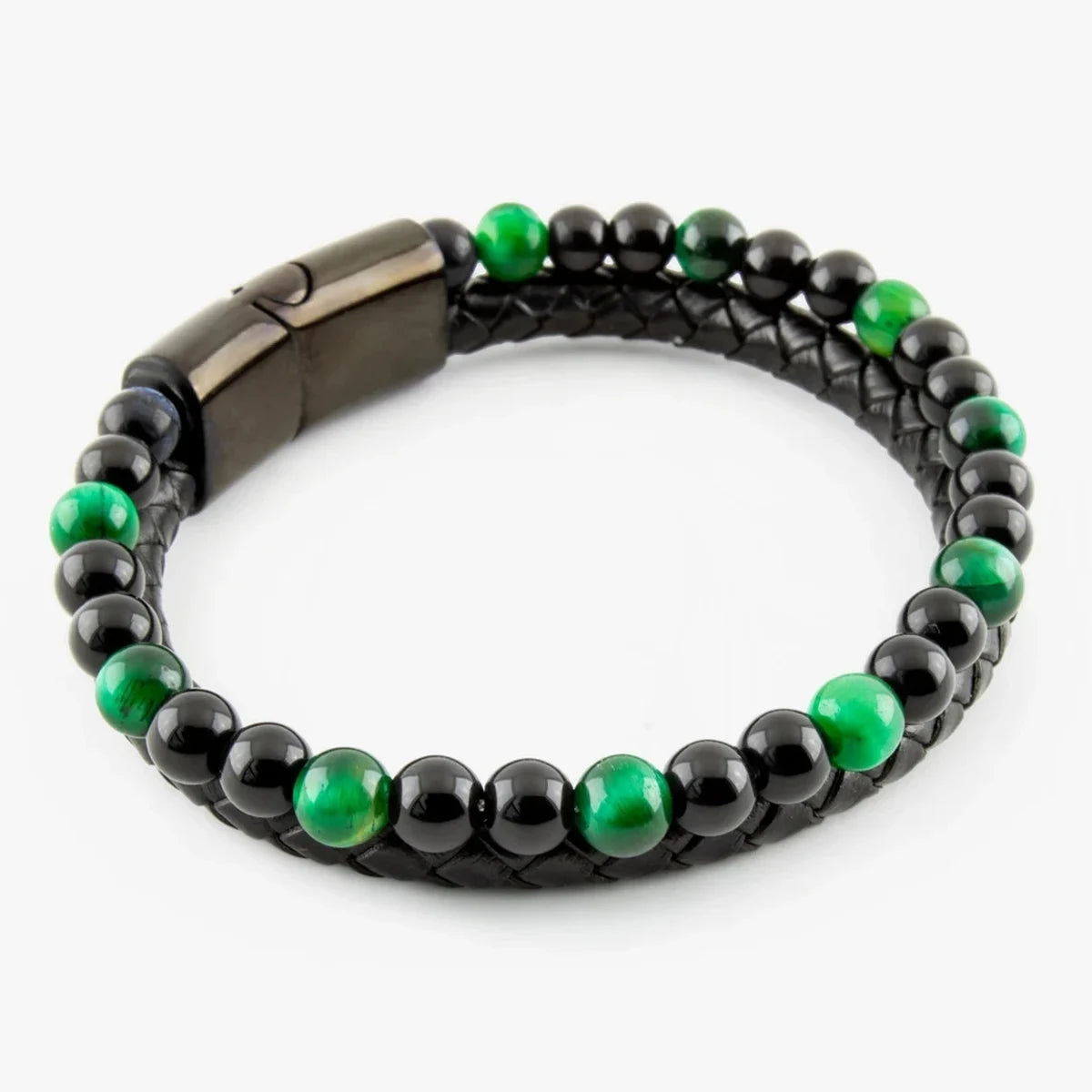 Stainless steel bracelet with tiger eye stone