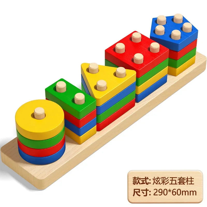 Montessori Wooden Stacking and Sorting Puzzle