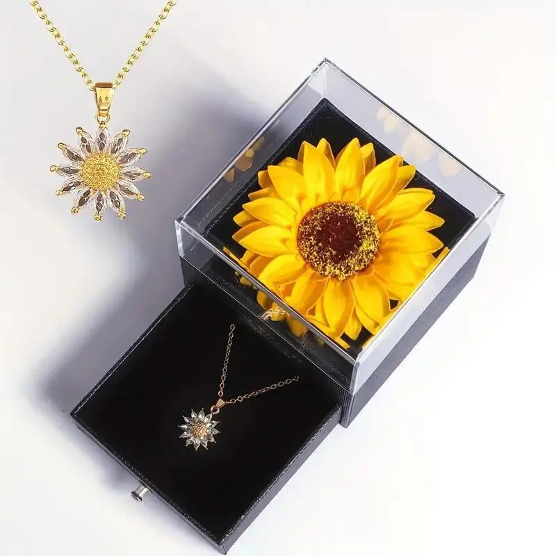 Necklace with sunflower pendant