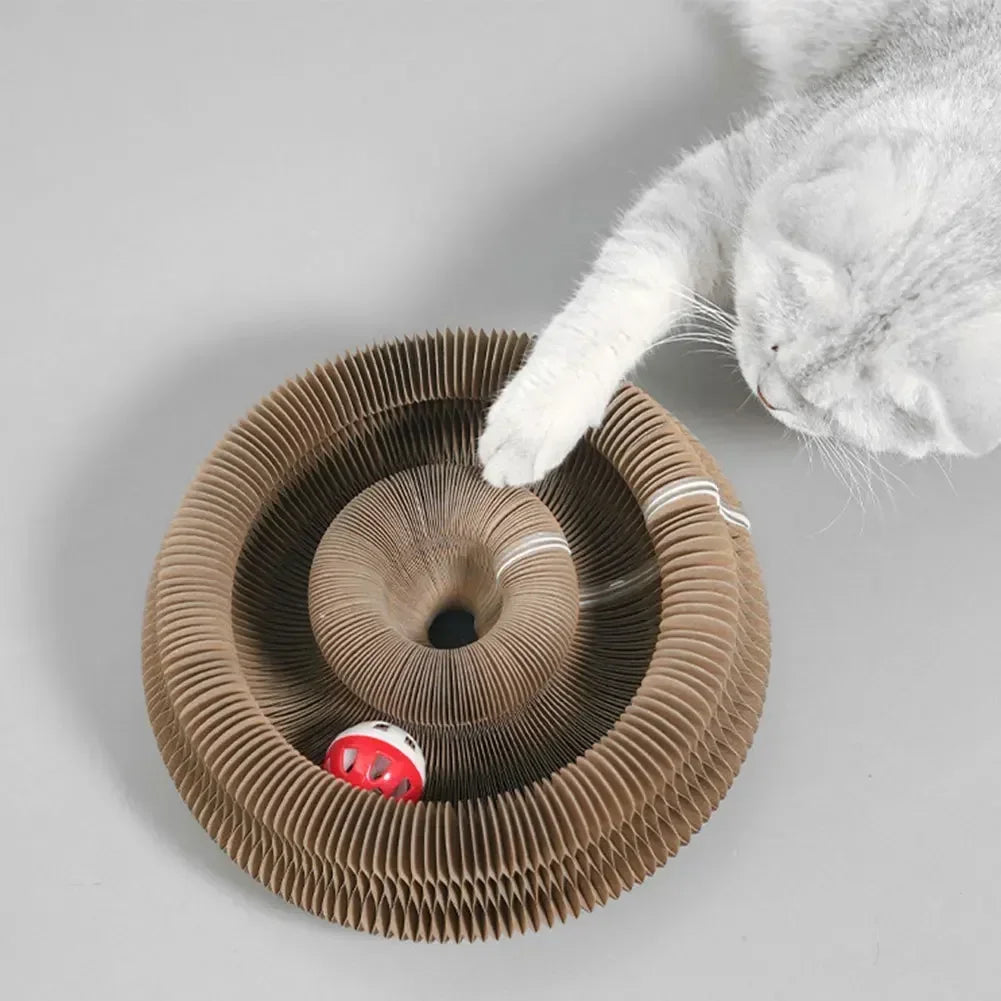 Interactive cat scratching post