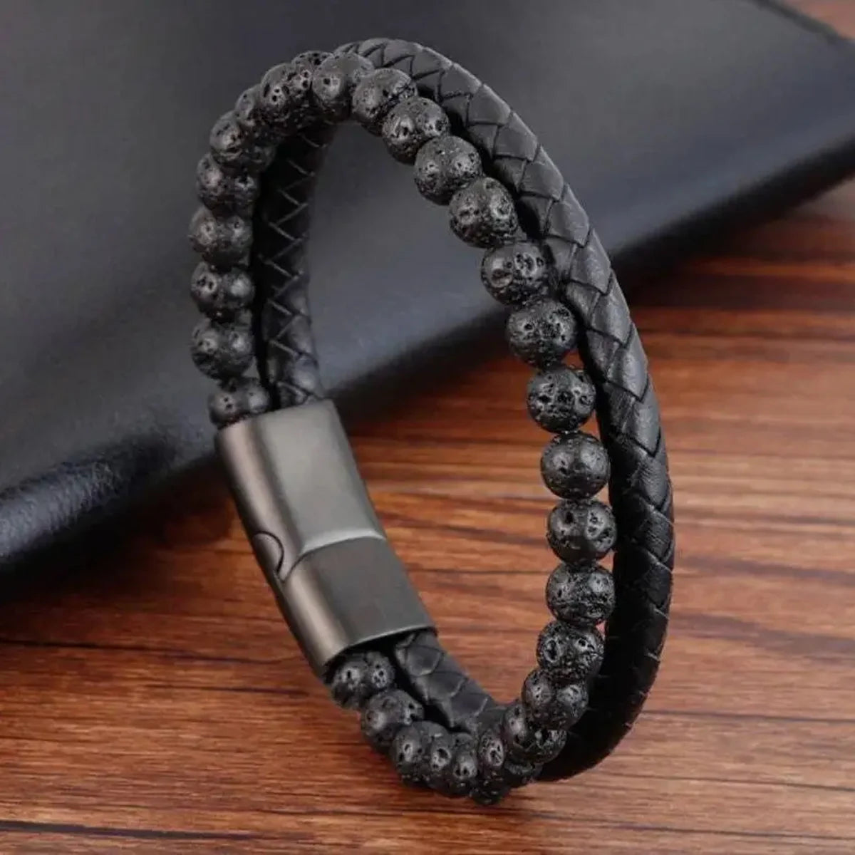 Stainless steel bracelet with tiger eye stone