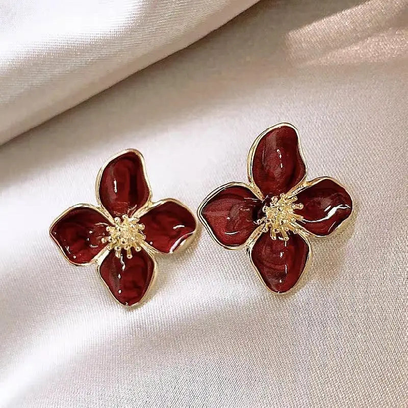 Retro enamel flower earrings
