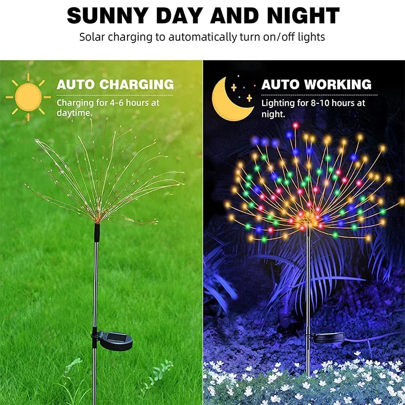 LED Solar Firework Fairy Light for Outdoor Garden Decoration