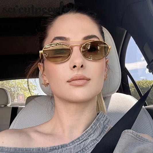 Steampunk sunglasses with oval frames