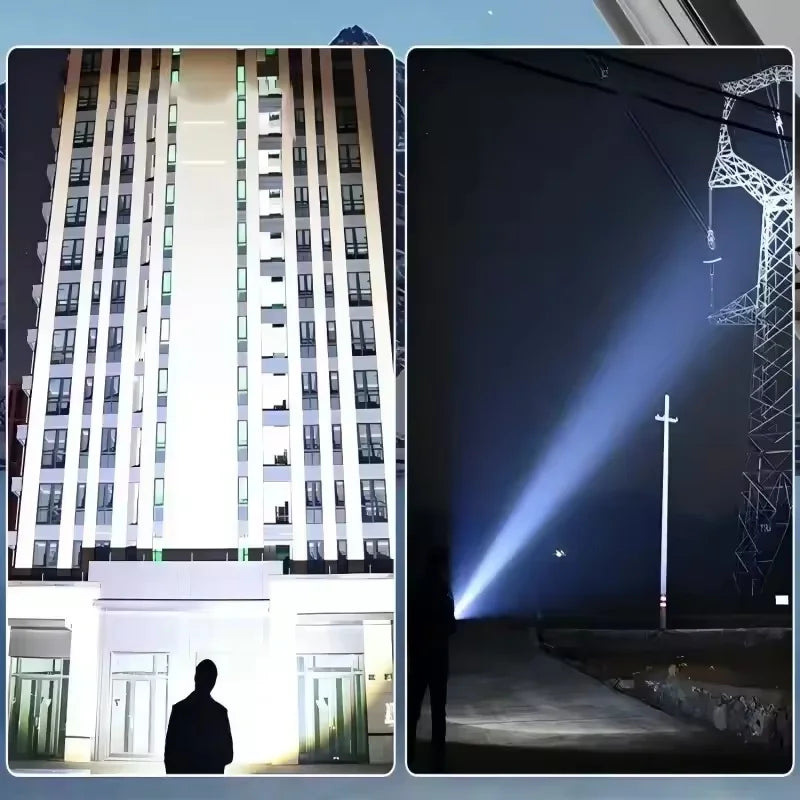 High power tactical LED flashlight with zoom