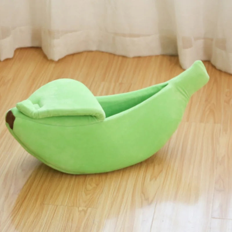 Banana-shaped cat bed