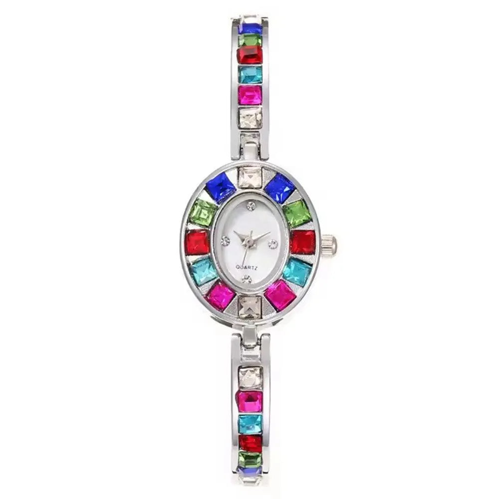 Women's wristwatch with rhinestones and square dial